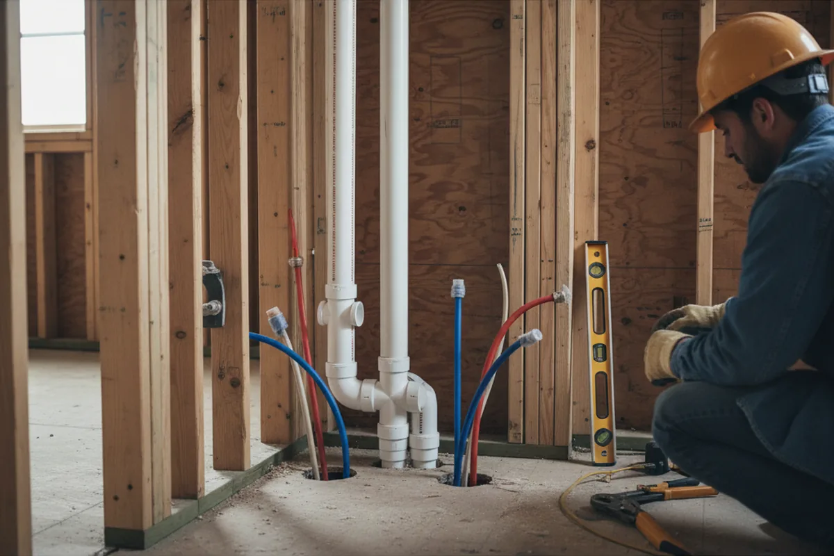 Drain and supply rough-in during Garbage Disposal Repair in Bunch