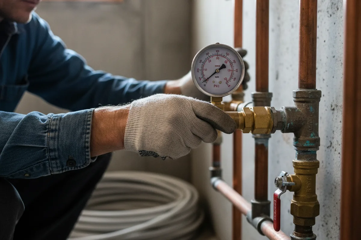 Pressure testing a repaired line during Water Line Repair in Bunch